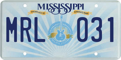 MS license plate MRL031