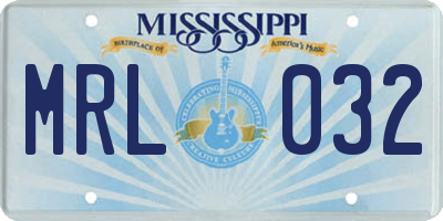 MS license plate MRL032