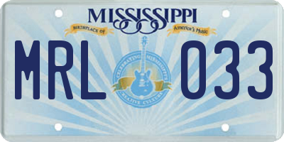 MS license plate MRL033