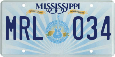 MS license plate MRL034