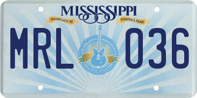 MS license plate MRL036