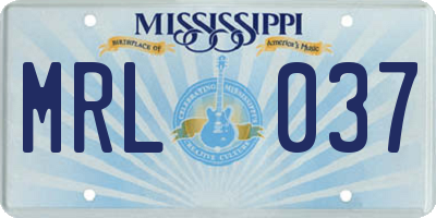 MS license plate MRL037