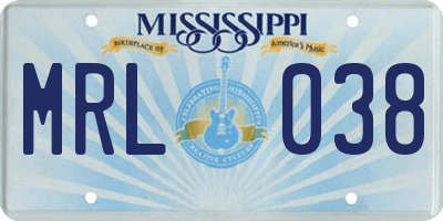 MS license plate MRL038