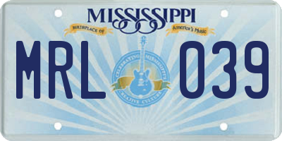 MS license plate MRL039