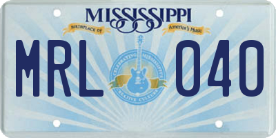 MS license plate MRL040