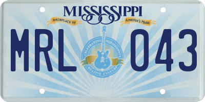 MS license plate MRL043