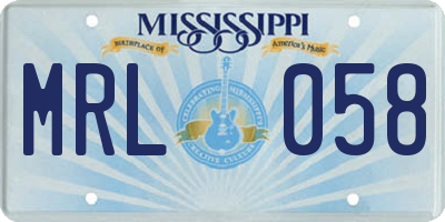 MS license plate MRL058