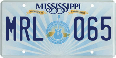 MS license plate MRL065