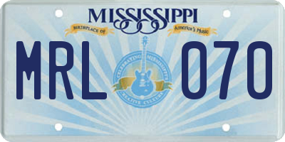 MS license plate MRL070