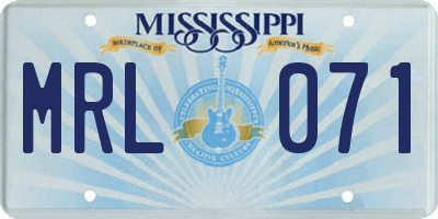 MS license plate MRL071