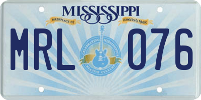 MS license plate MRL076