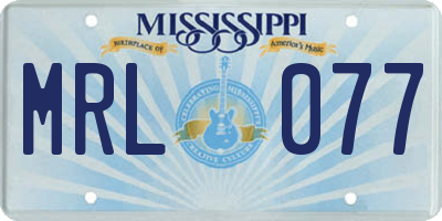 MS license plate MRL077