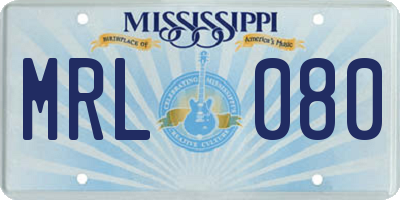 MS license plate MRL080