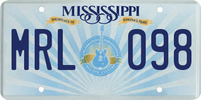 MS license plate MRL098