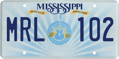 MS license plate MRL102