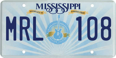 MS license plate MRL108