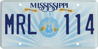 MS license plate MRL114