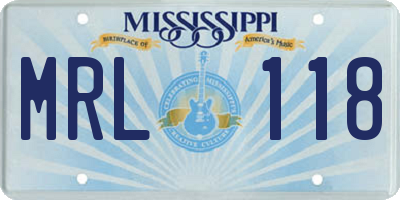 MS license plate MRL118