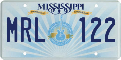 MS license plate MRL122