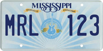 MS license plate MRL123