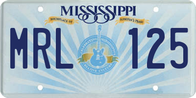 MS license plate MRL125