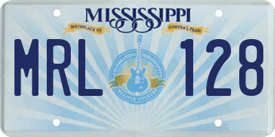 MS license plate MRL128
