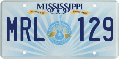 MS license plate MRL129