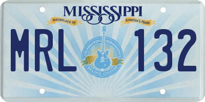 MS license plate MRL132