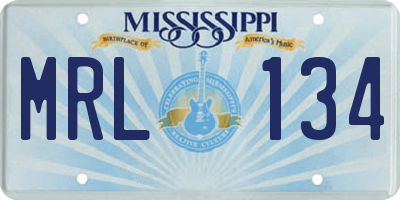 MS license plate MRL134