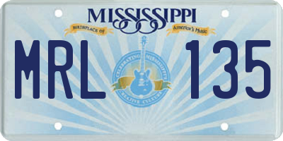 MS license plate MRL135