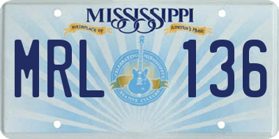 MS license plate MRL136