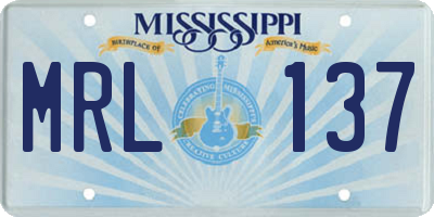 MS license plate MRL137