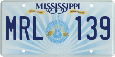 MS license plate MRL139
