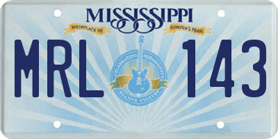 MS license plate MRL143