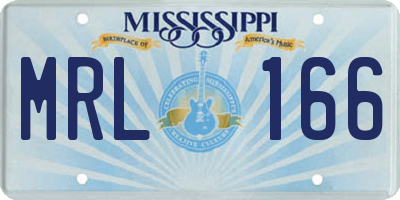 MS license plate MRL166