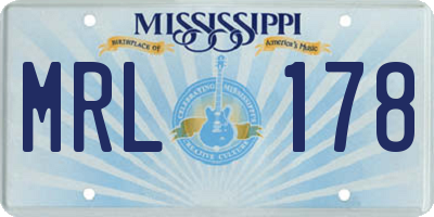 MS license plate MRL178