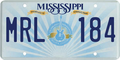 MS license plate MRL184