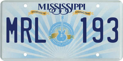 MS license plate MRL193
