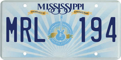 MS license plate MRL194
