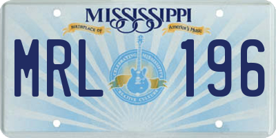 MS license plate MRL196