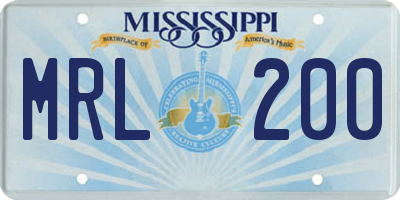 MS license plate MRL200