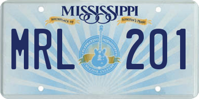 MS license plate MRL201