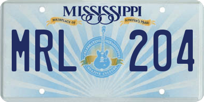MS license plate MRL204