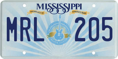 MS license plate MRL205