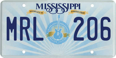 MS license plate MRL206