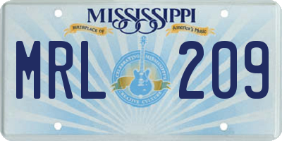 MS license plate MRL209