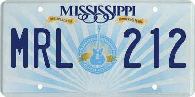 MS license plate MRL212