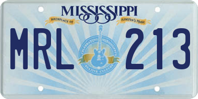 MS license plate MRL213