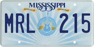 MS license plate MRL215