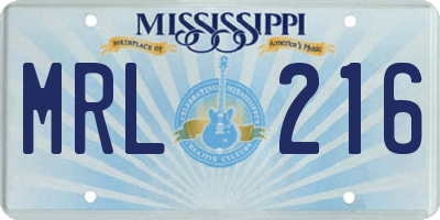 MS license plate MRL216